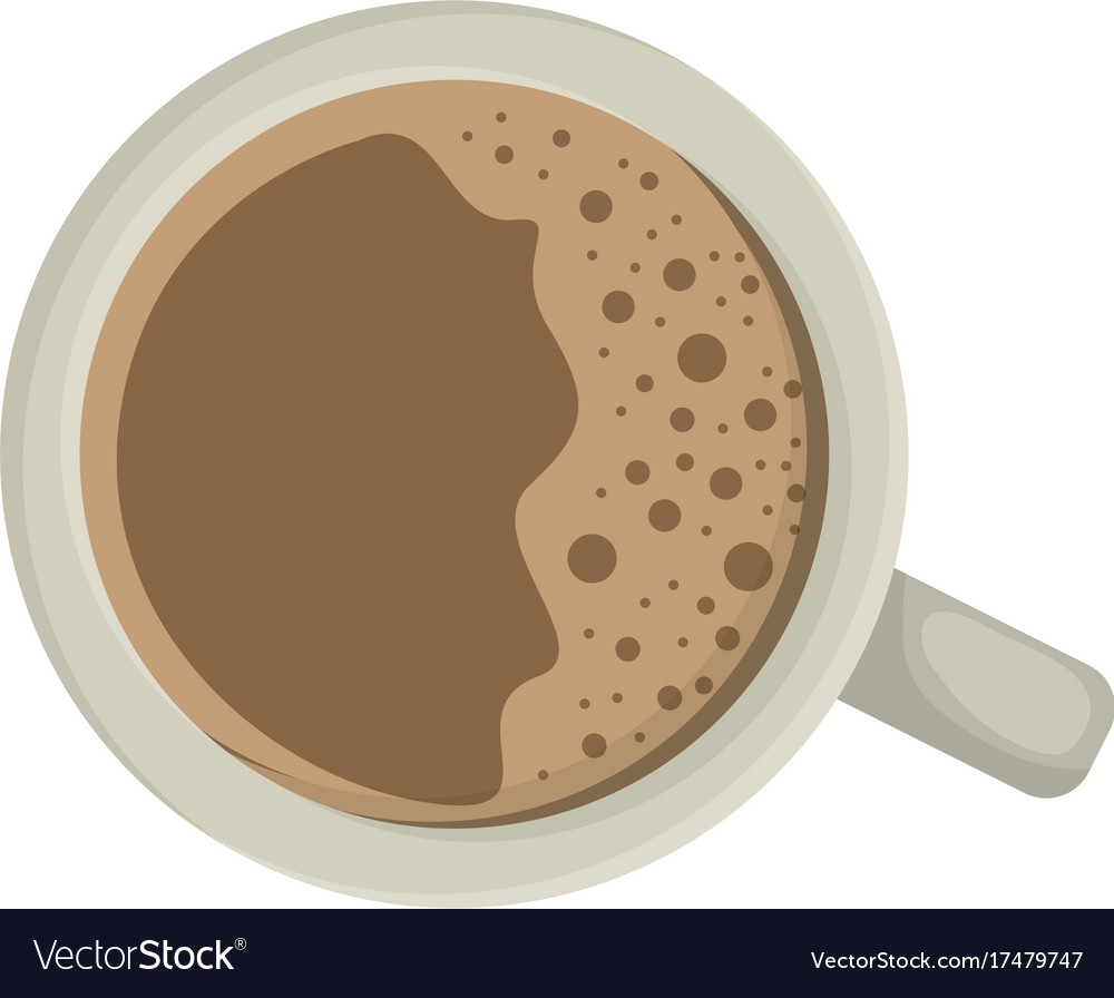 Top view cup of coffee in realistic colorful