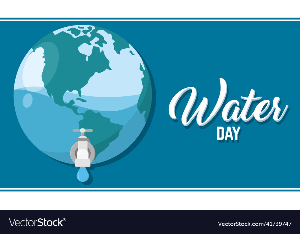 Water day poster earth globe with tap Royalty Free Vector