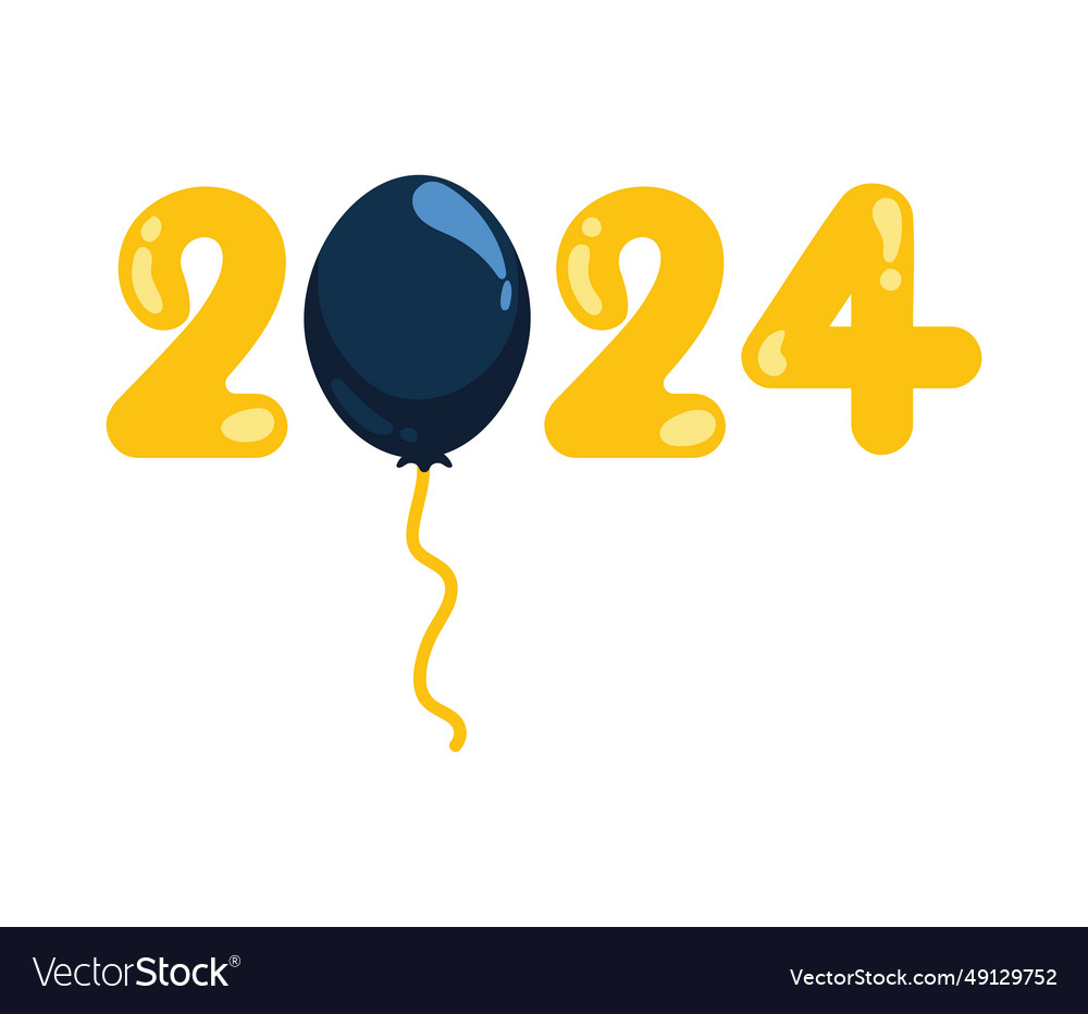 2024 number new year party Royalty Free Vector Image