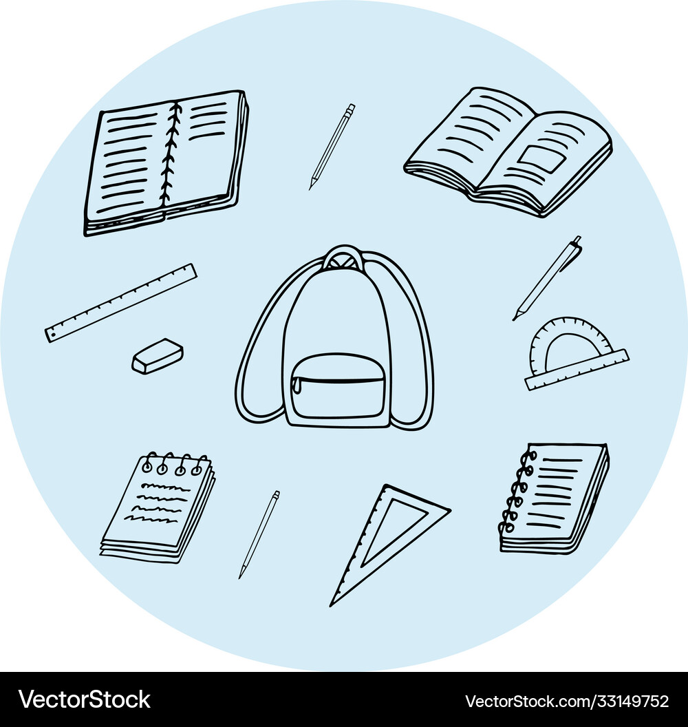 Back to school set elements hand drawn Royalty Free Vector
