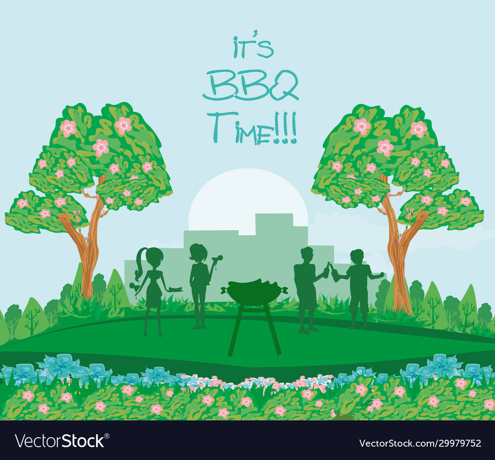 Barbecue in park abstract card invitation