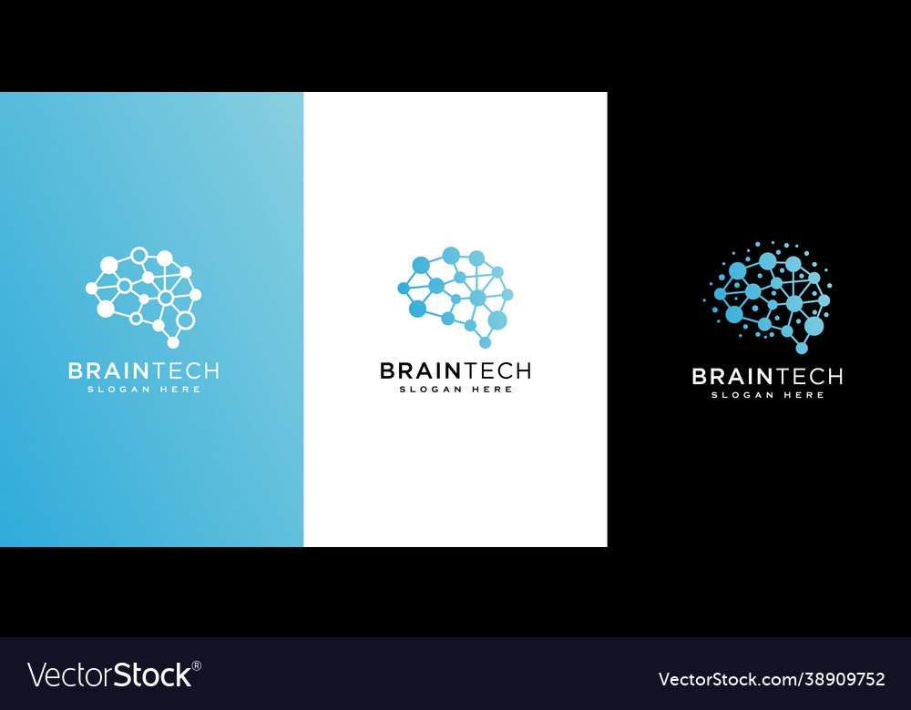 Brain-Technologie Logo Design Linie Stil