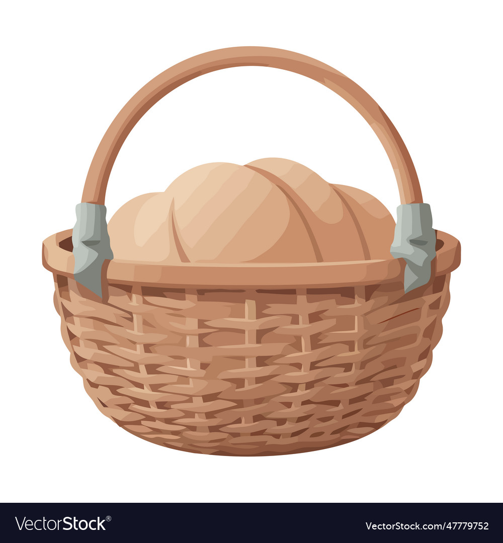 Fresh organic bread in wicker picnic basket