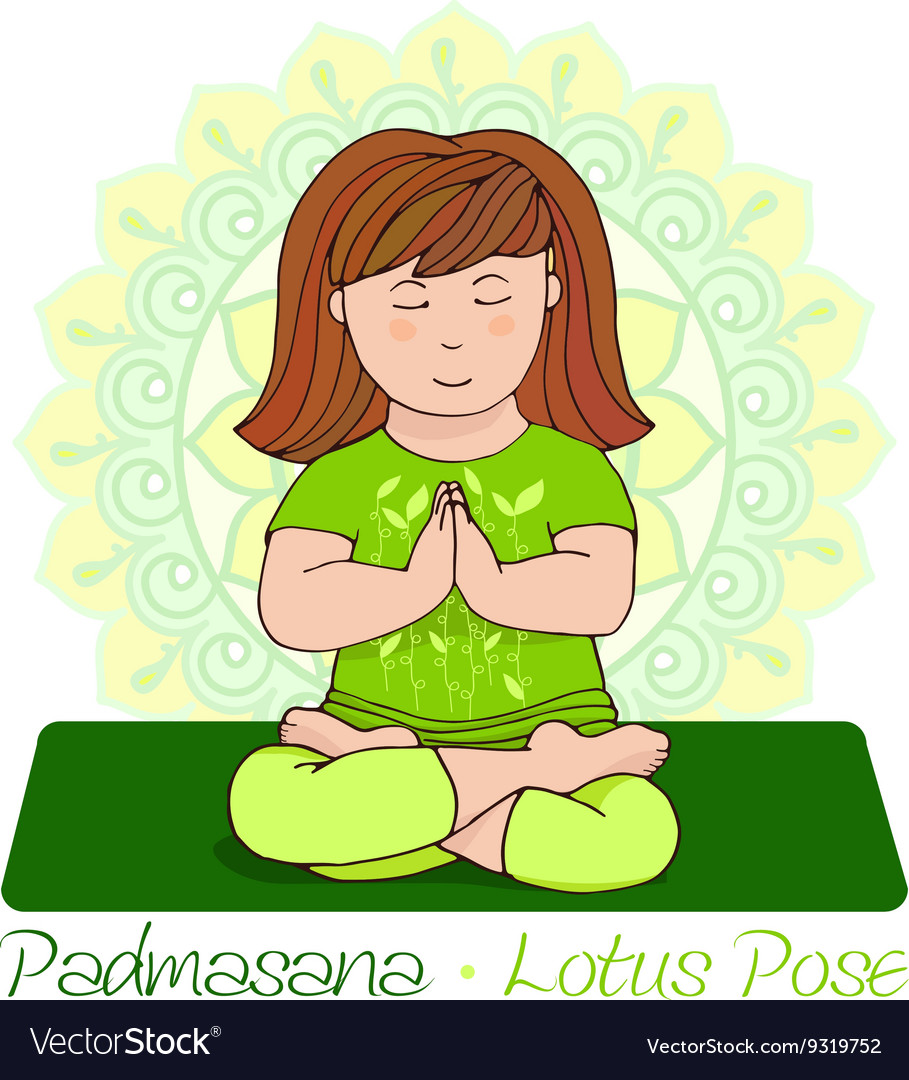 Girl in Padmasana with mandala background Vector Image