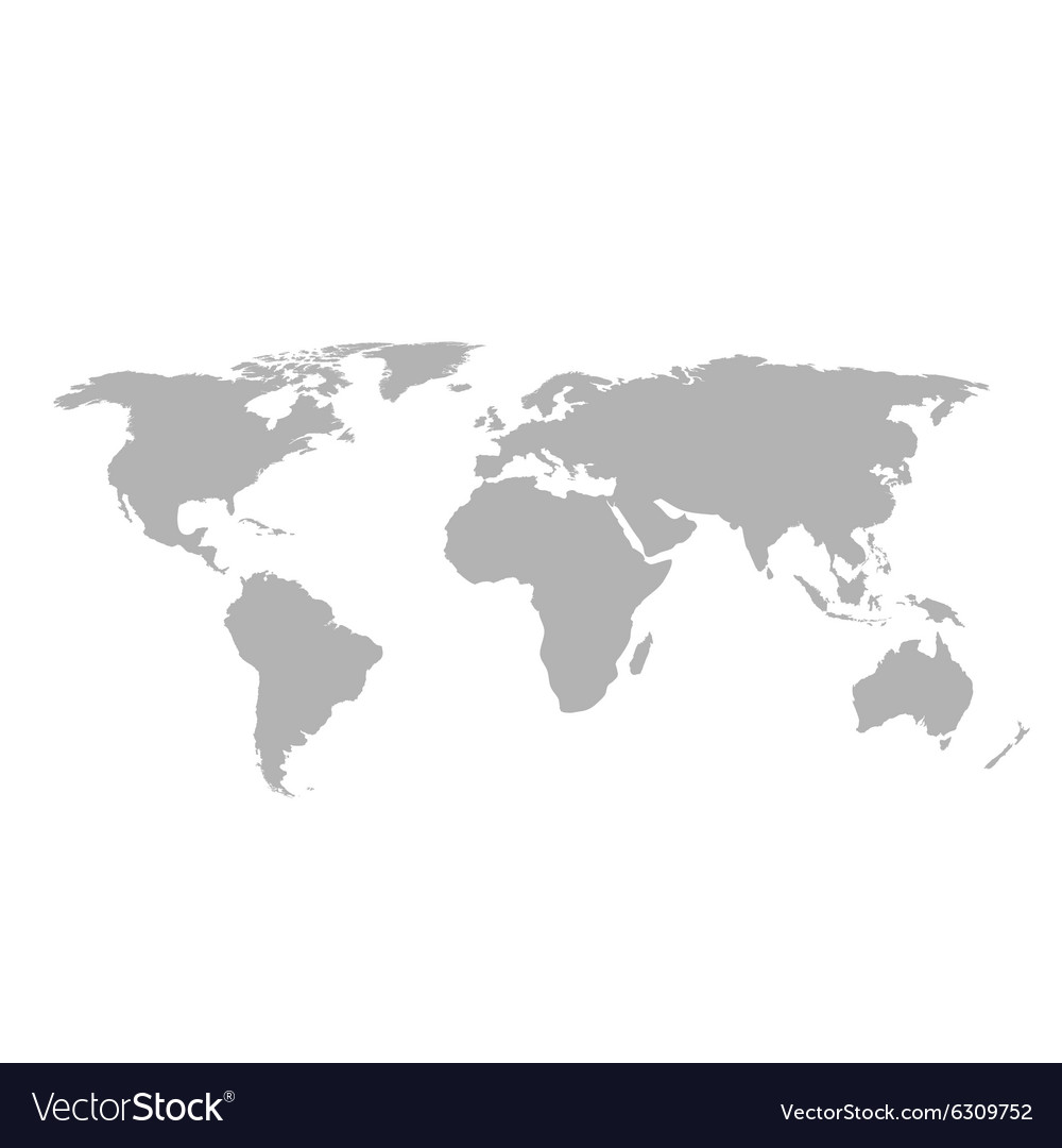 Gray world map on white background Royalty Free Vector Image