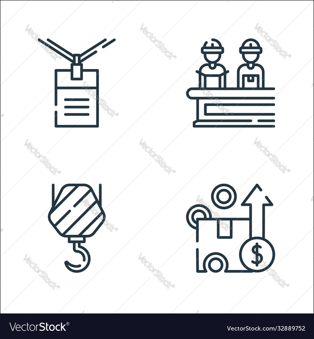 Industrial process line icons linear set quality