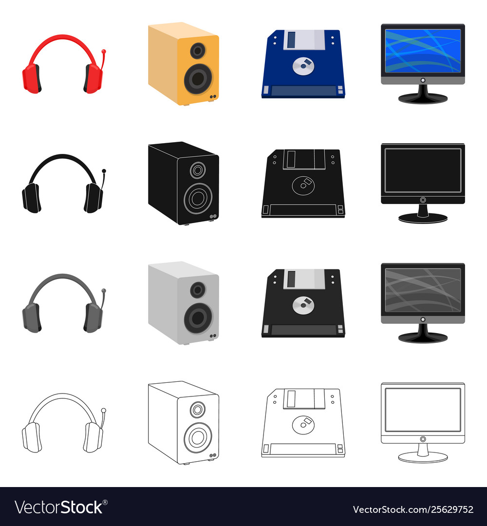Isolated object laptop and device sign set vector image Isolated object laptop and device sign set