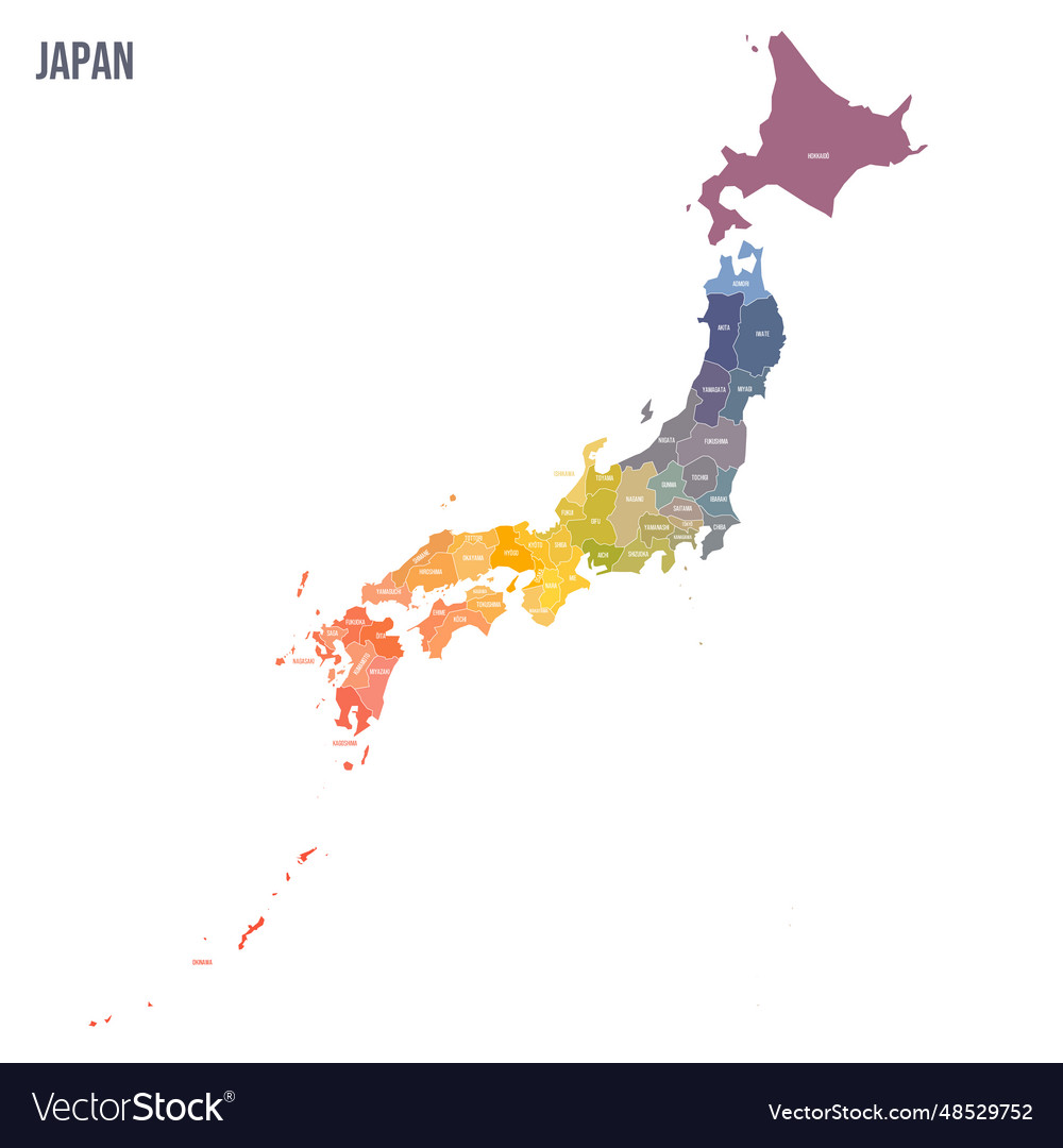 Japan political map of administrative divisions vector image Japan political map of administrative divisions