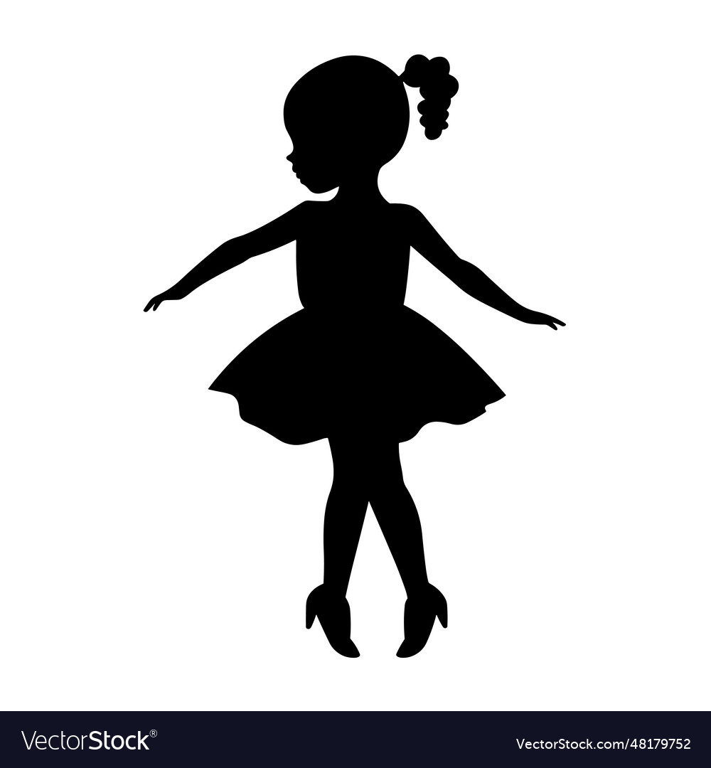 Kid girl dancing silhouette Royalty Free Vector Image