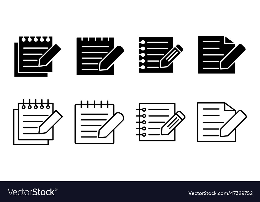 Note icon set notepad Vector Image Note icon set notepad