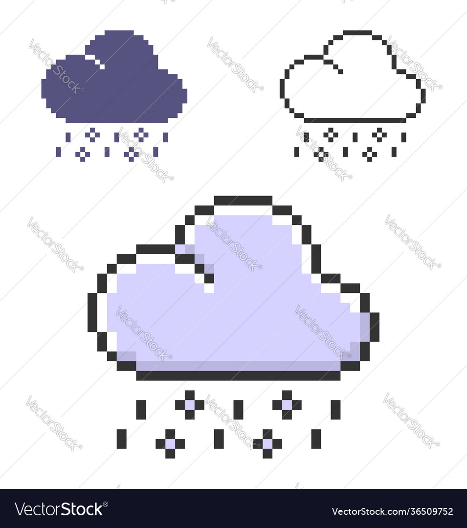 Pixel rain with hail in three variants fully