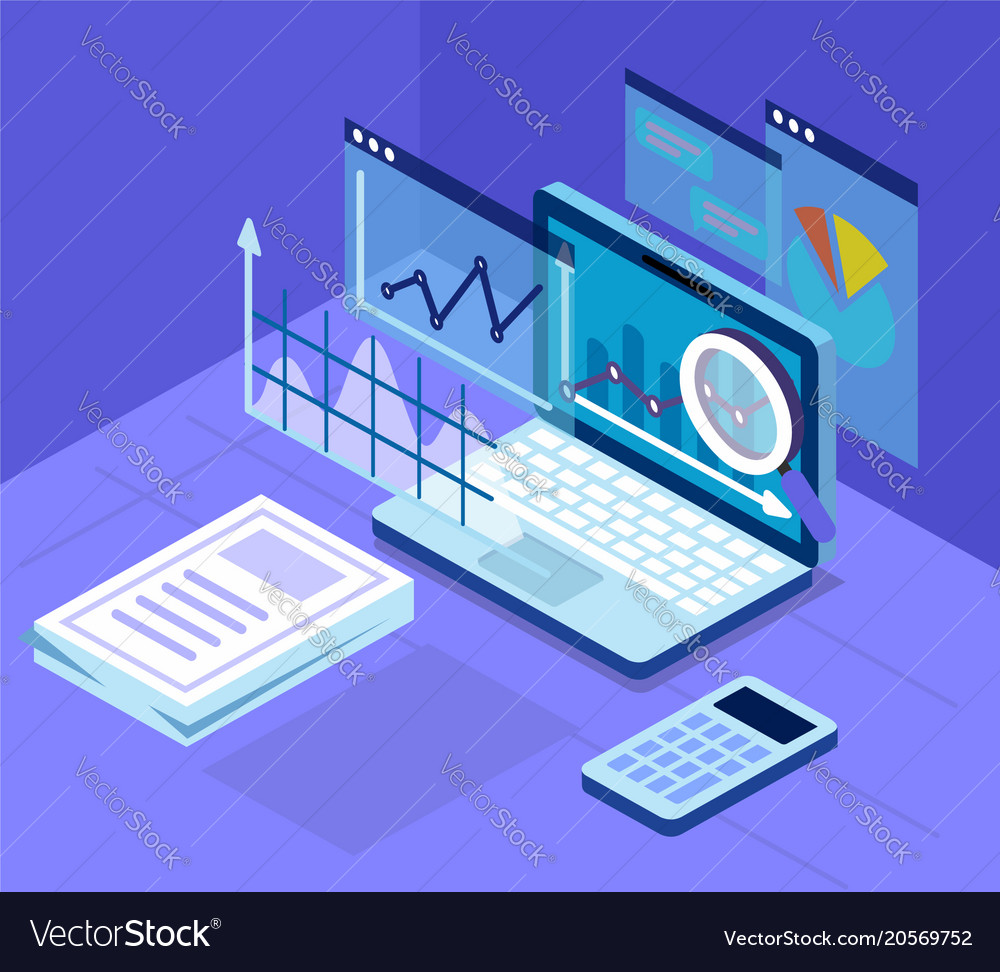 Research concept pc on table Royalty Free Vector Image