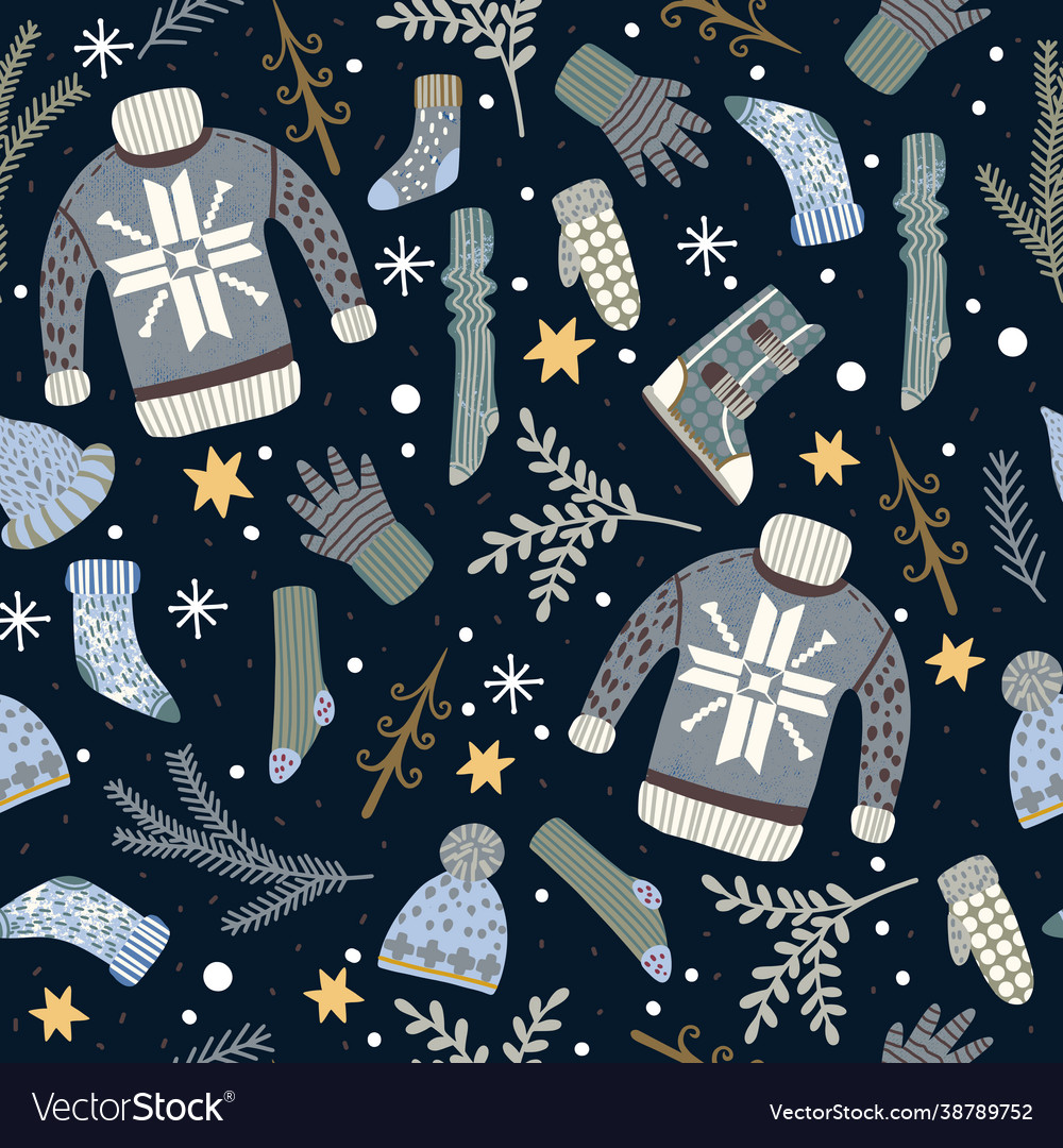 Seamless pattern with christmas elements vector image Seamless pattern with christmas elements