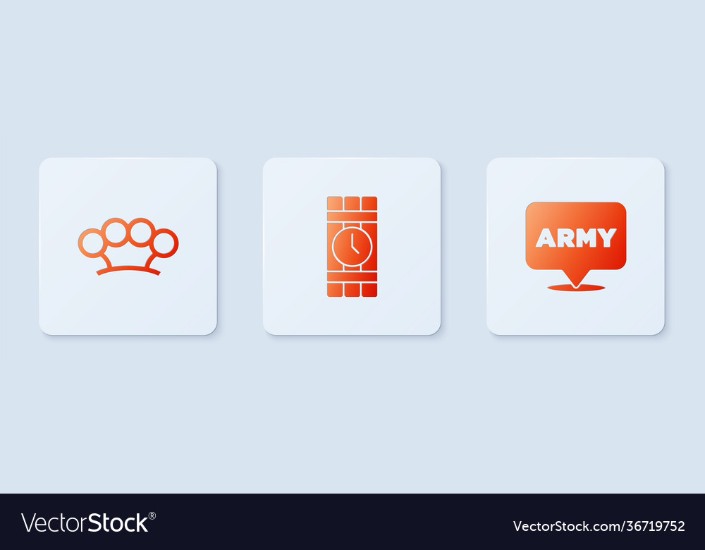 Set dynamite and timer clock brass knuckles vector image Set dynamite and timer clock brass knuckles