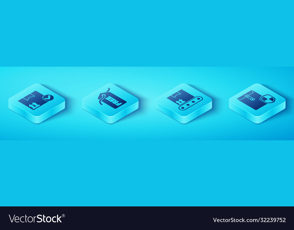 Set isometric package box with check mark price vector image Set isometric package box with check mark price