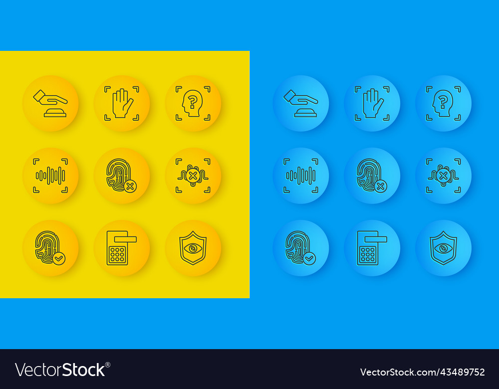 Set line fingerprint voice recognition rejection vector image Set line fingerprint voice recognition rejection