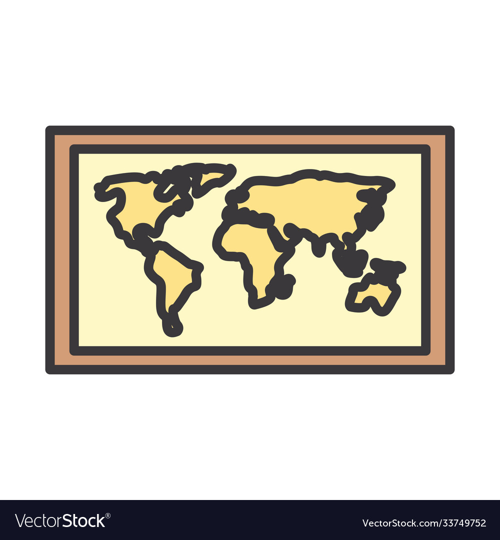 World map line and fill style icon design