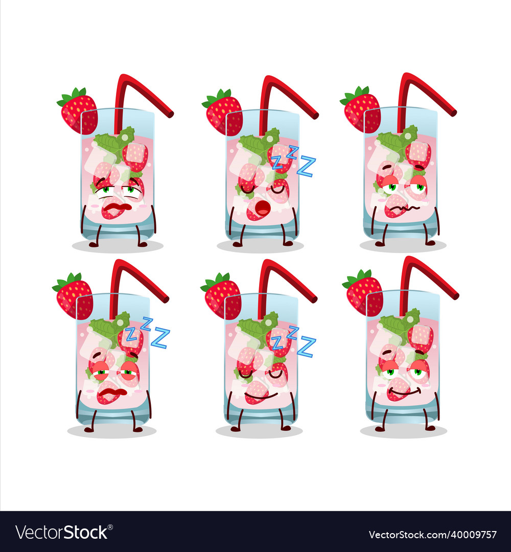 Cartoon character of strawberry mojito