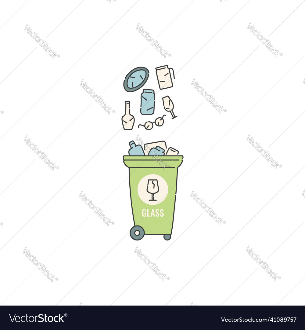 Container dumpster with glass garbage sorting