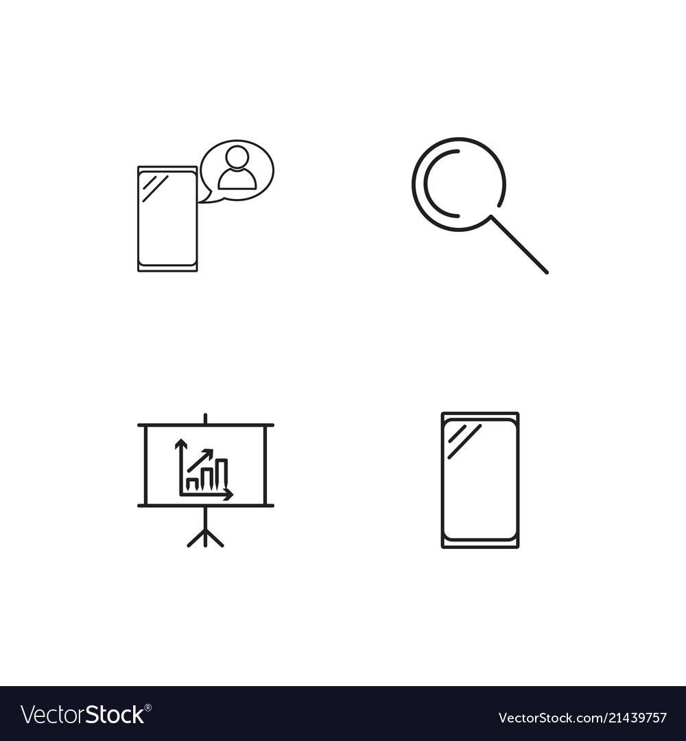 Data analytics linear icons set simple outline