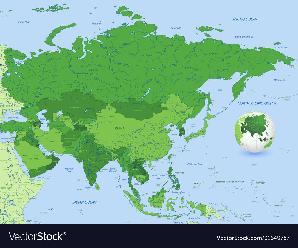 Green high detail full map Royalty Free Vector Image