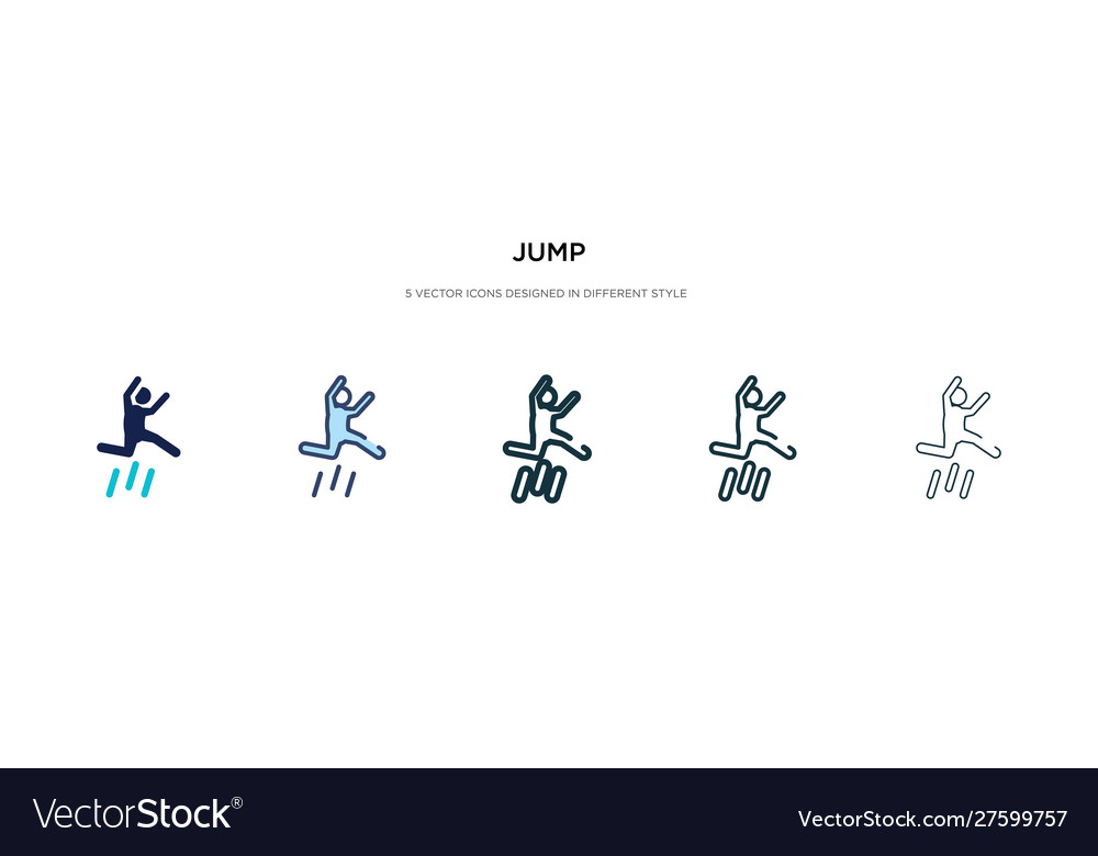 Jump icon in different style two colored