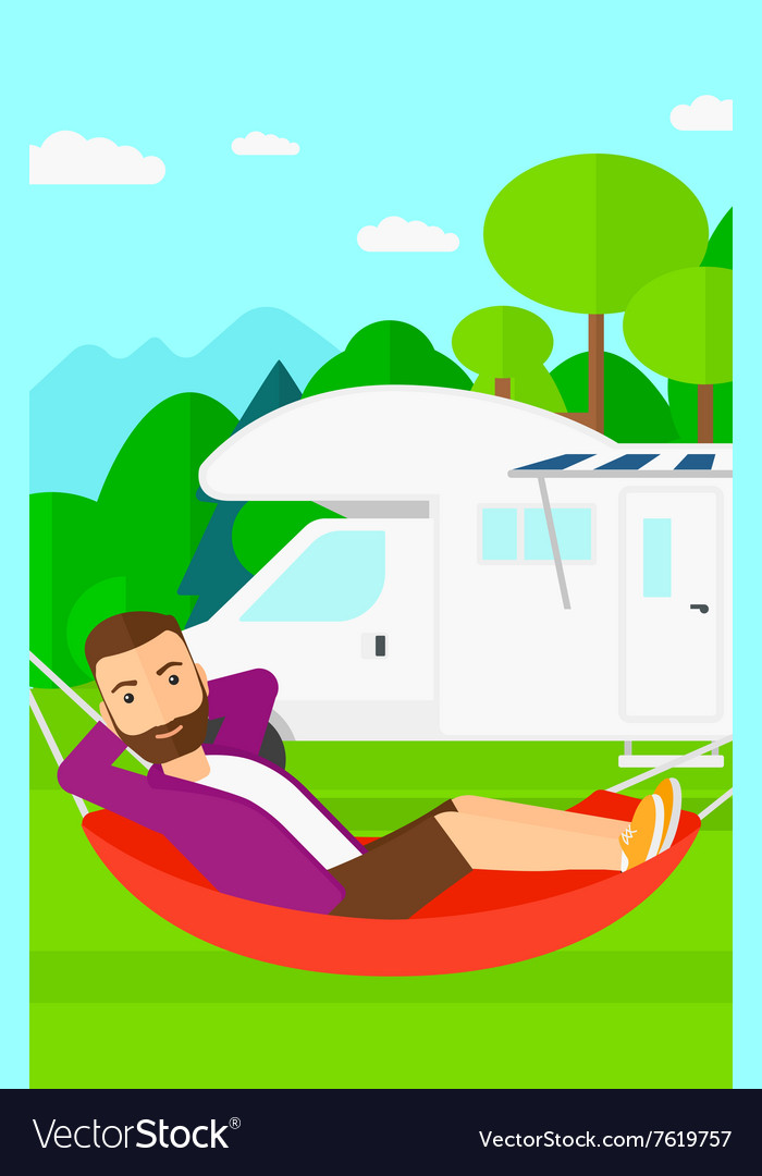 Man lying in hammock