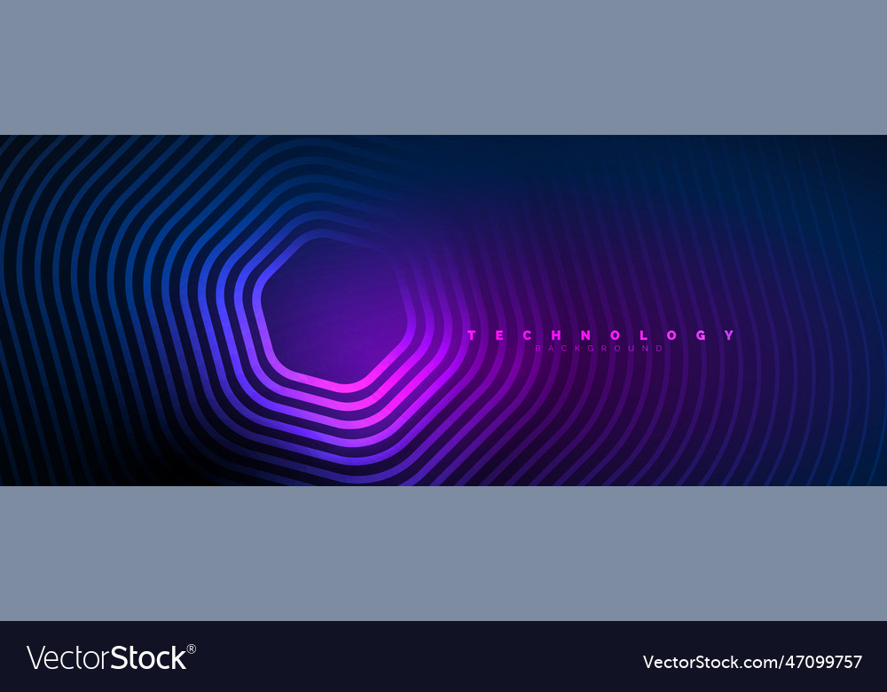 Neon shiny hexagons abstract background
