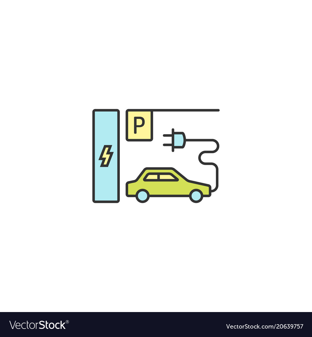 Parking charge station icon outline linear vector image Parking charge station icon outline linear