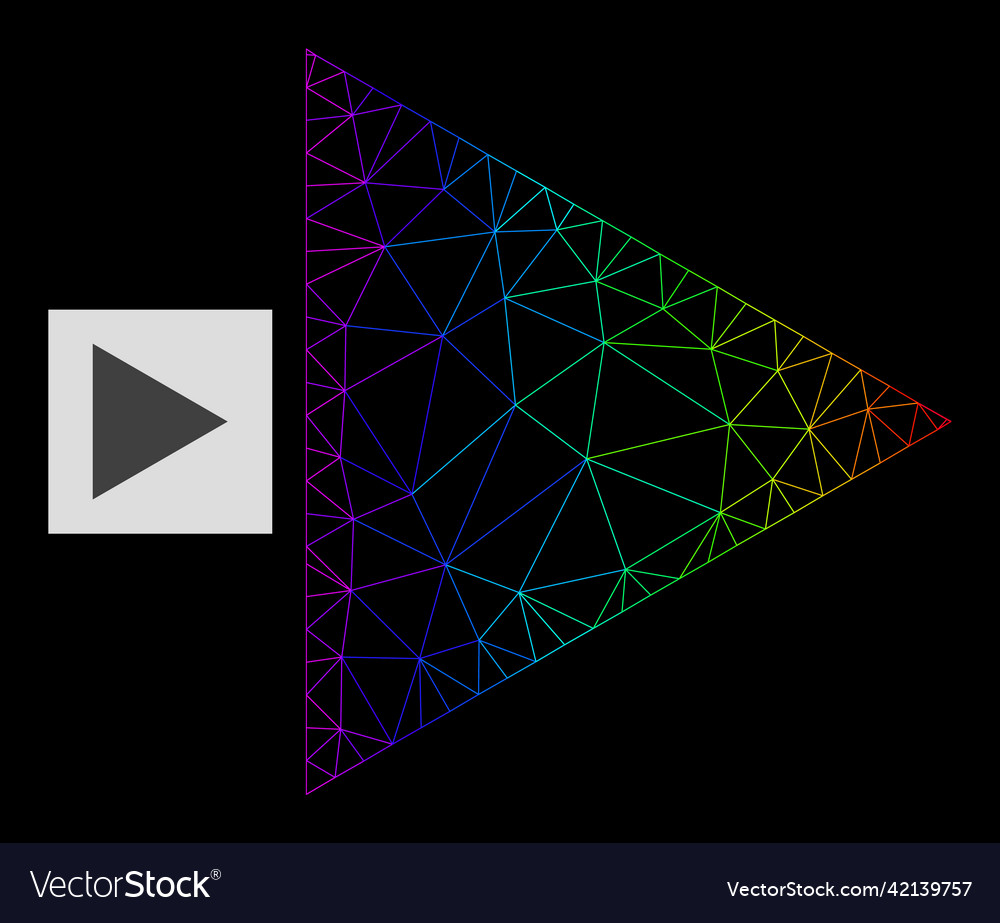 Rainbow gradiented polygonal mesh play function vector image Rainbow gradiented polygonal mesh play function