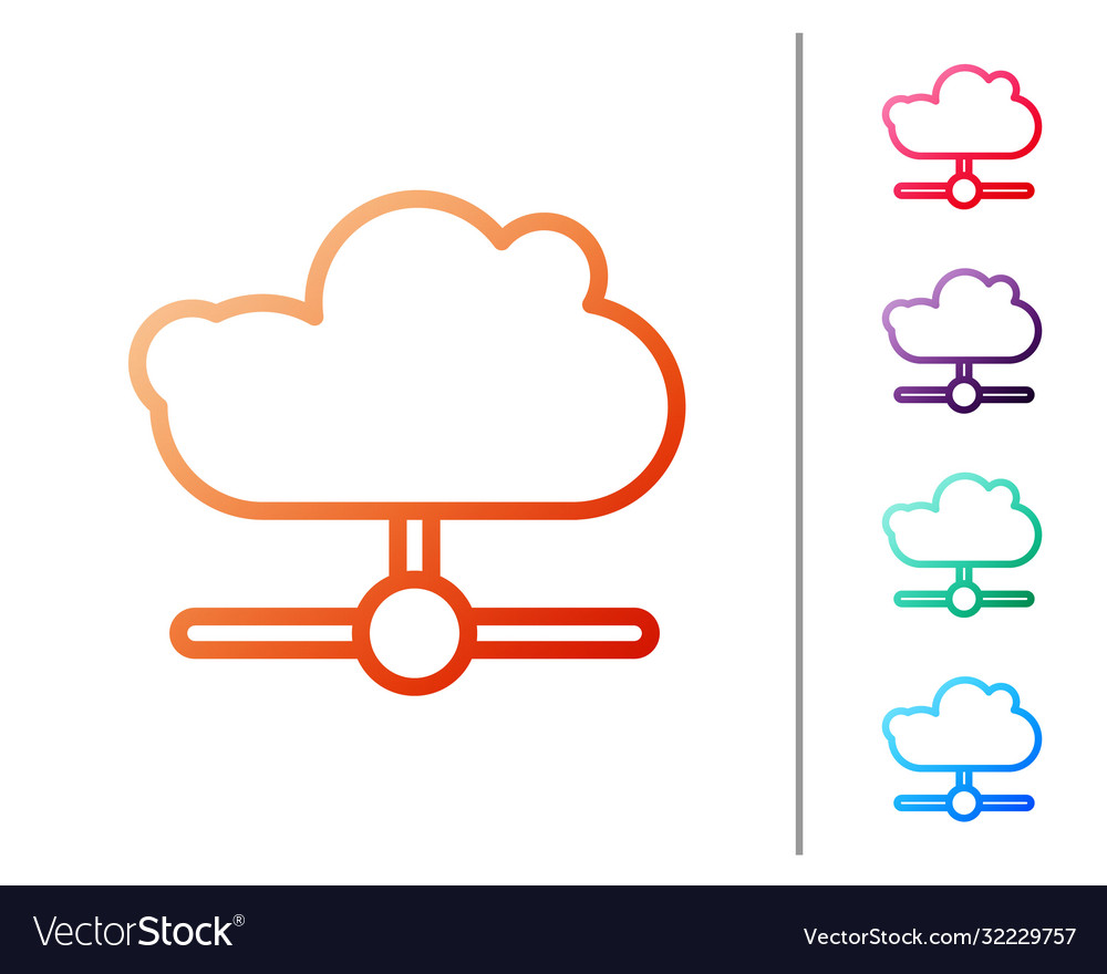 Red line network cloud connection icon isolated vector image Red line network cloud connection icon isolated