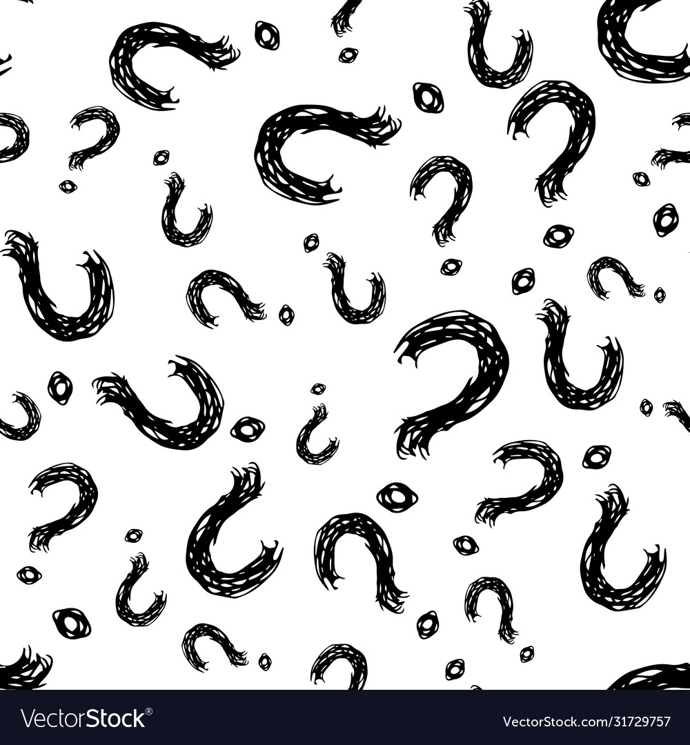 Seamless pattern with doodle question mark symbol