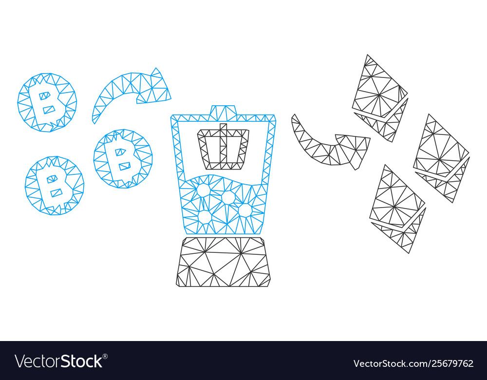 Bitcoin ethereum mixer mesh 2d model vector image Bitcoin ethereum mixer mesh 2d model