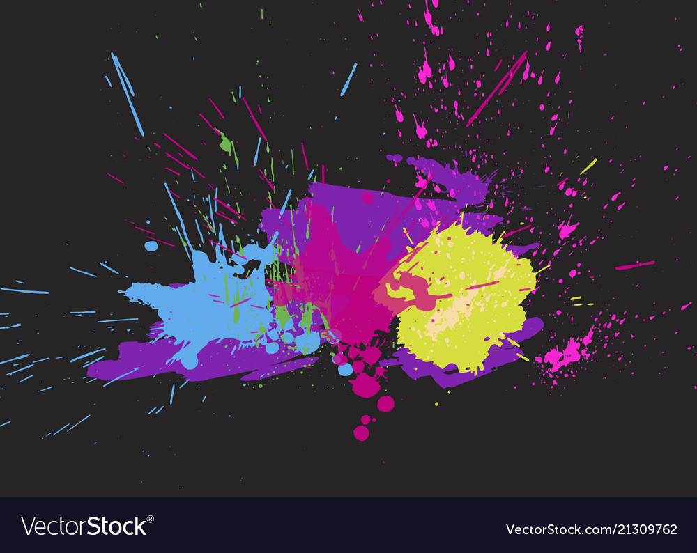 Brigh Paint Spots On A Black Background Abstract Vector Image