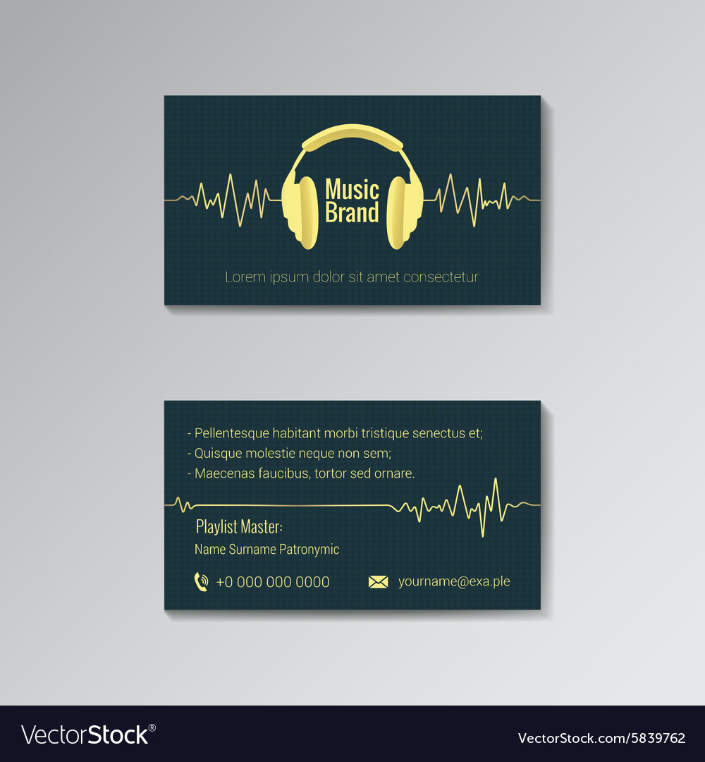 Business card template for music brand Royalty Free Vector