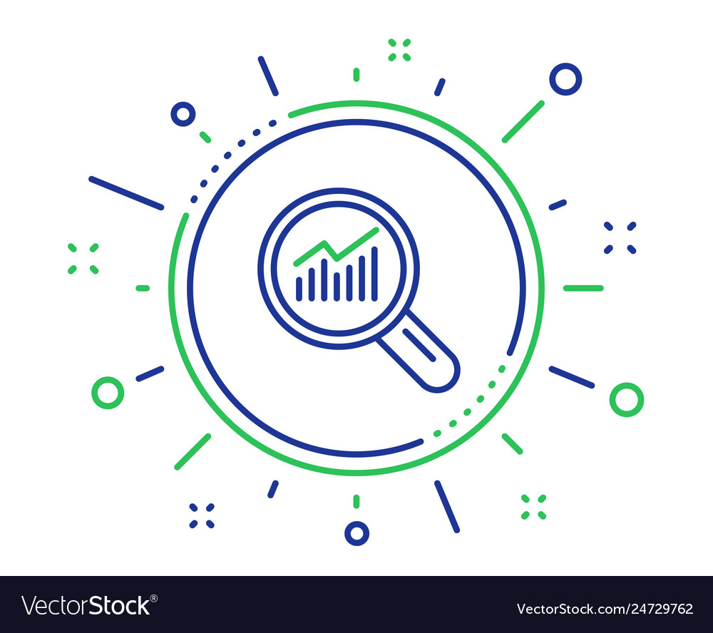 Chart line icon report graph sign in magnifier