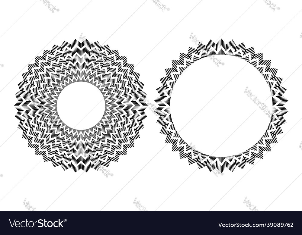 Circle zig zag patterns Royalty Free Vector Image