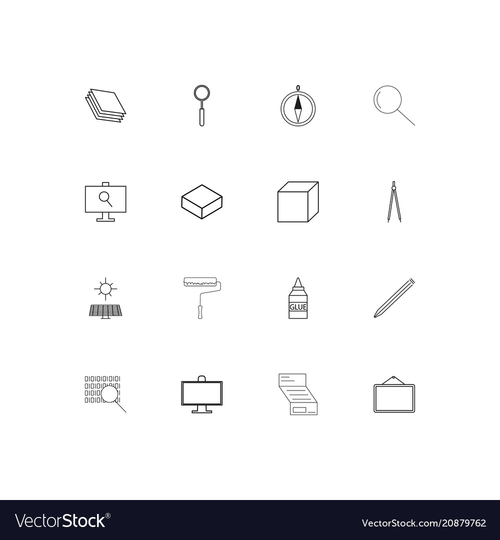 Creative process and design linear thin icons set
