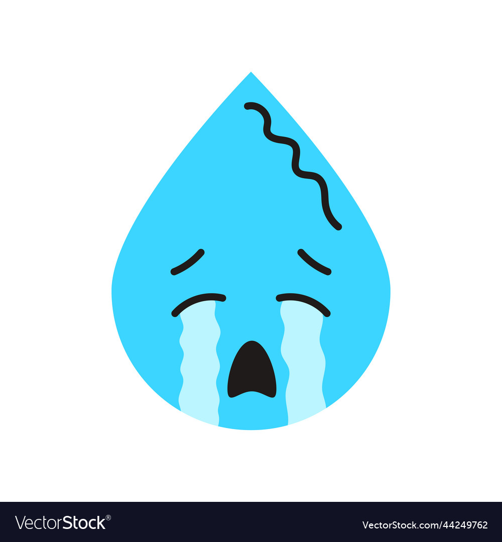Crying blue character in the shape of a drop color Vector Image Crying blue character in the shape of a drop color