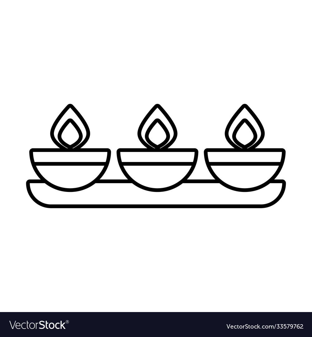 Diwali candles in shelf line style icon