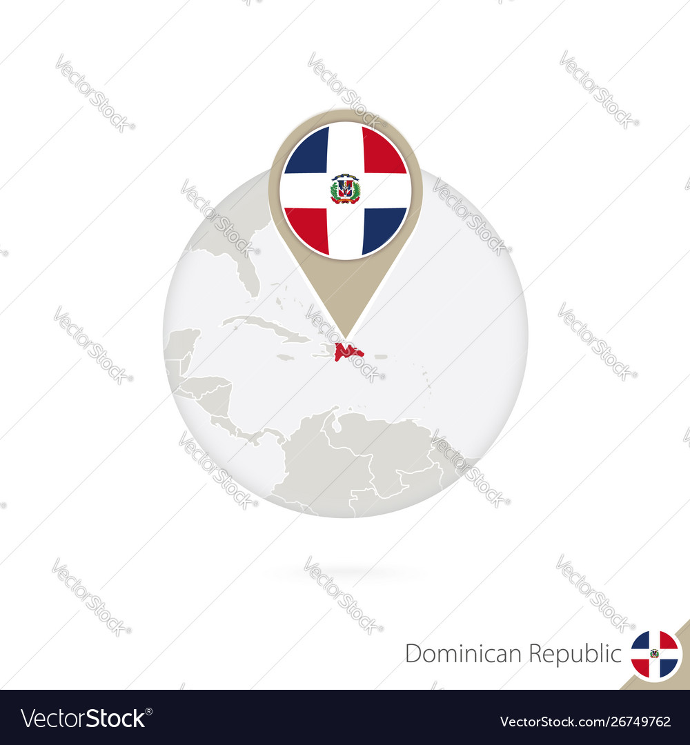 Dominican republic map and flag in circle