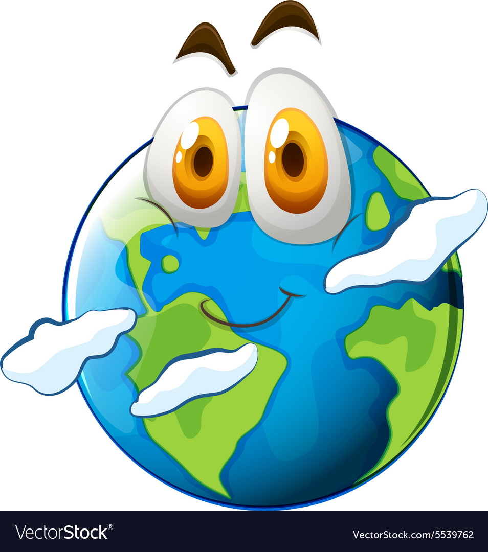 Earth with happy face Royalty Free Vector Image