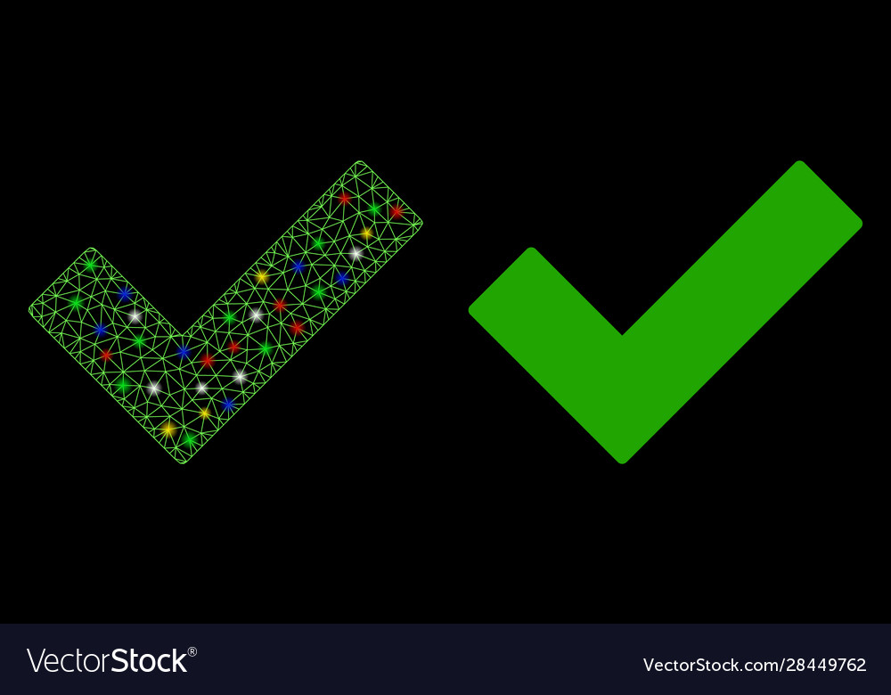Flare mesh network check tick icon with