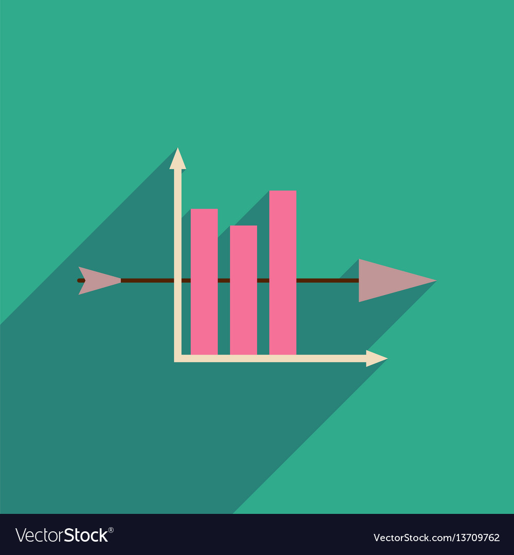 Flat web icon with long shadow economic graph
