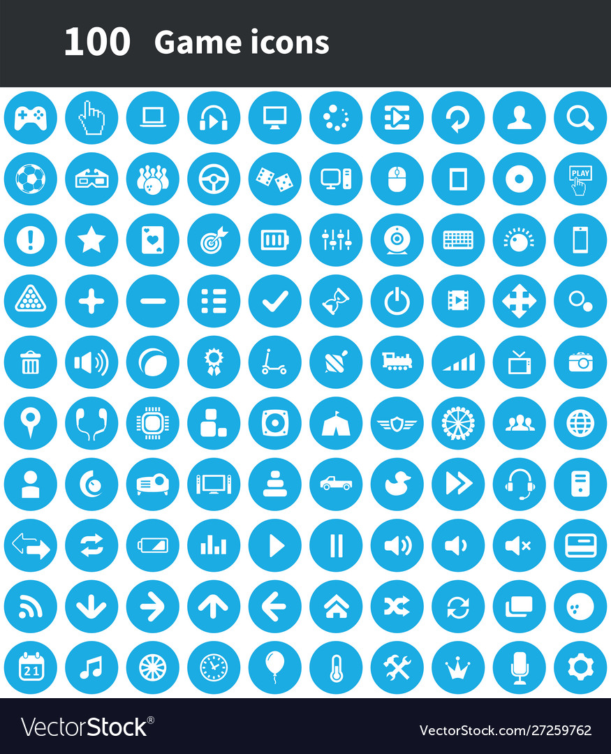 Game 100 icons universal set for web and ui Vector Image