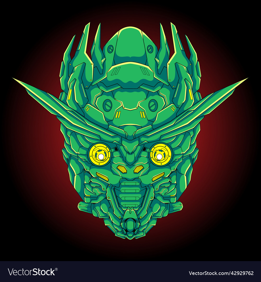 Green mecha owl head Royalty Free Vector Image