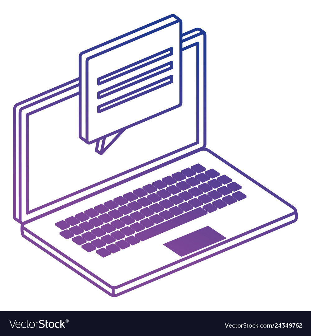 Laptop computer with speech bubble vector image Laptop computer with speech bubble