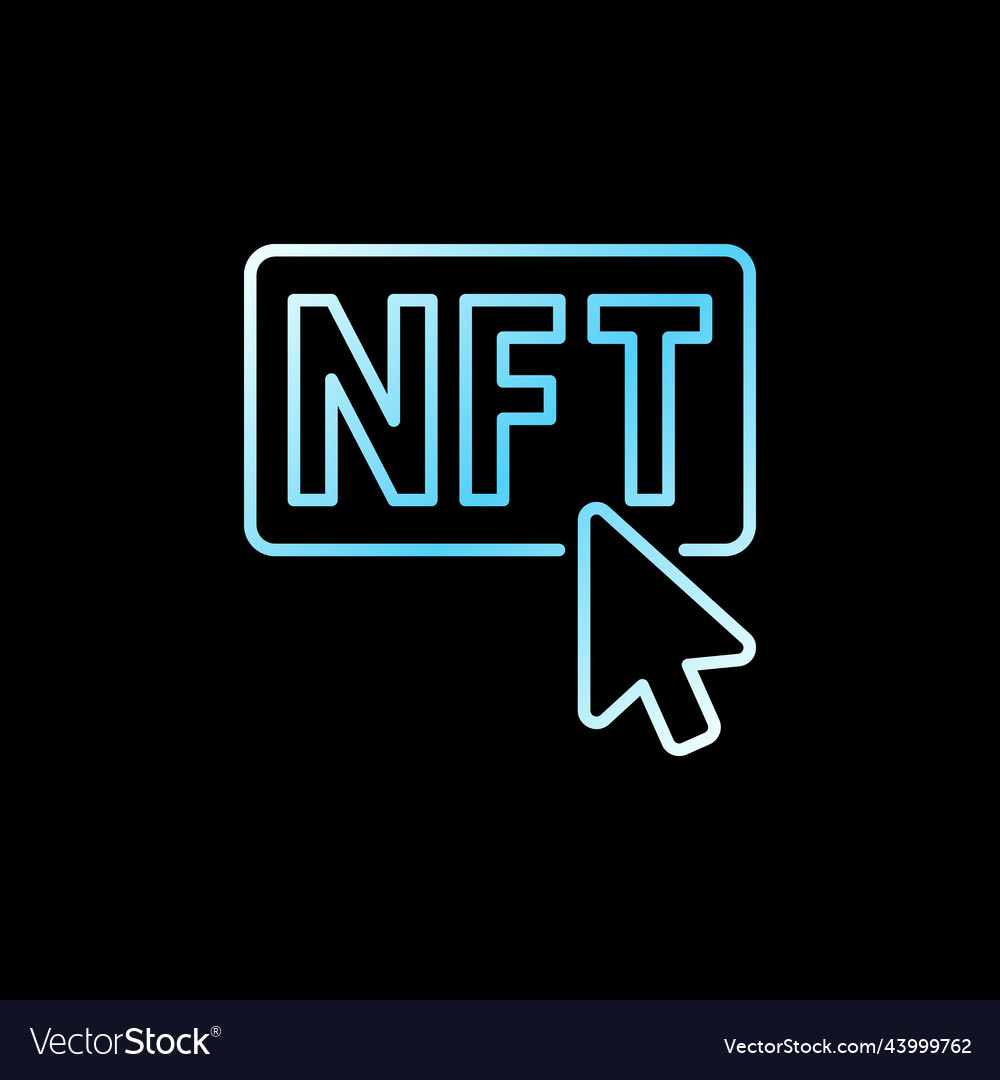 Mouse click on nft button linear blue icon vector image Mouse click on nft button linear blue icon