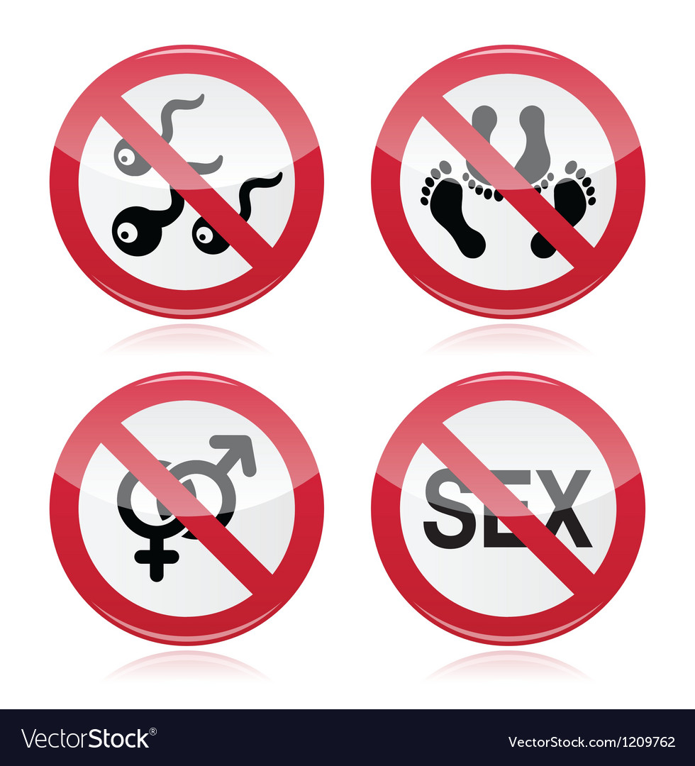 No Sex Romace Red Warning Sign Royalty Free Vector Image Free Nude Porn Photos