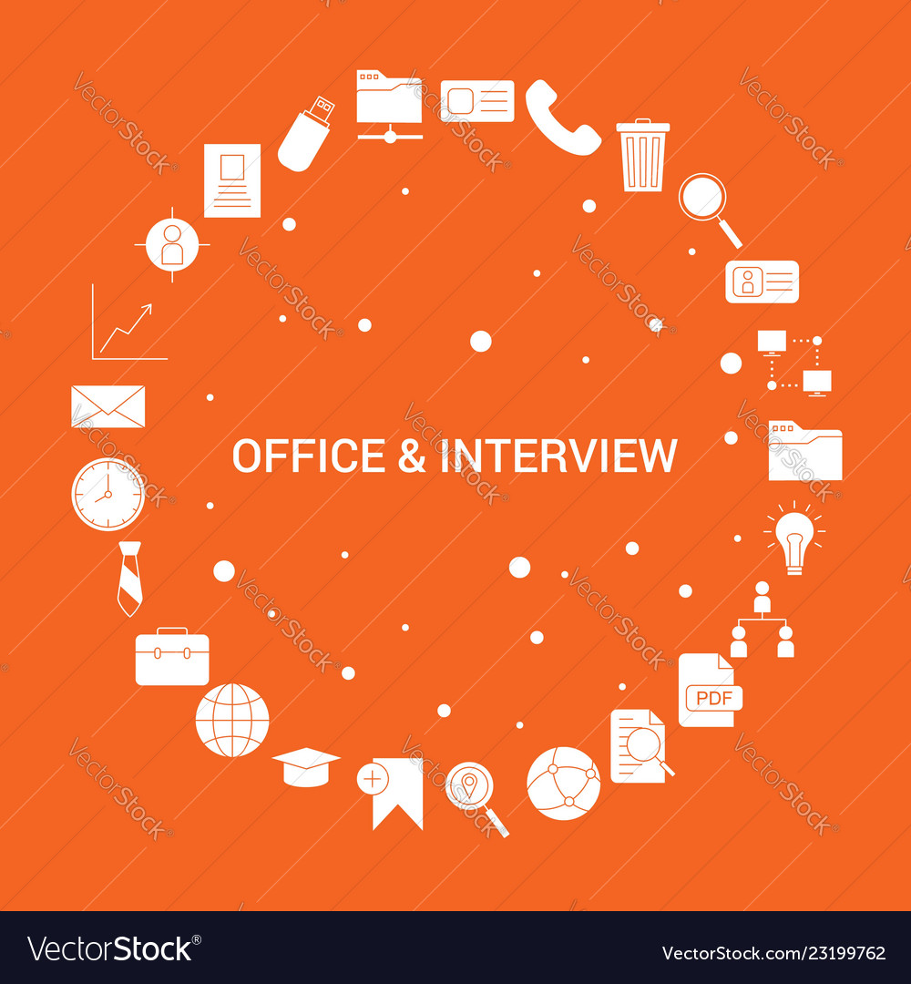 Office and interview icon set infographic template
